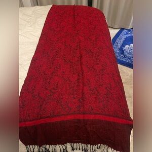 Elegant Red Paisley Scarf